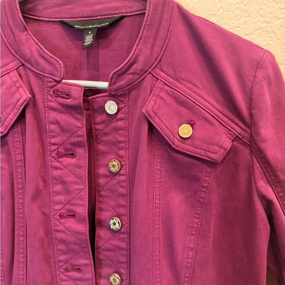 White House Black Market Purple Utility Jacket Peplum Silhouette - Picture 3 of 6